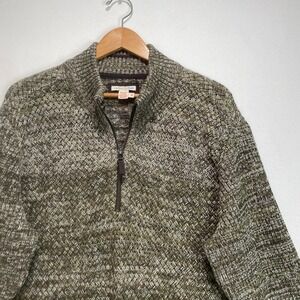 Carbon 2 Cobalt Mens Textured Knit 1/4 Zip Sweater Olive Green XL‎ 100 Cotton